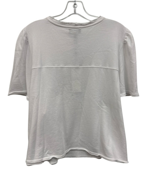 ME+EM Size 14 White Cotton Frayed Hem Short Sleeve Roll Hem Top White / 14