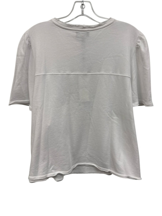 ME+EM Size 14 White Cotton Frayed Hem Short Sleeve Roll Hem Top White / 14