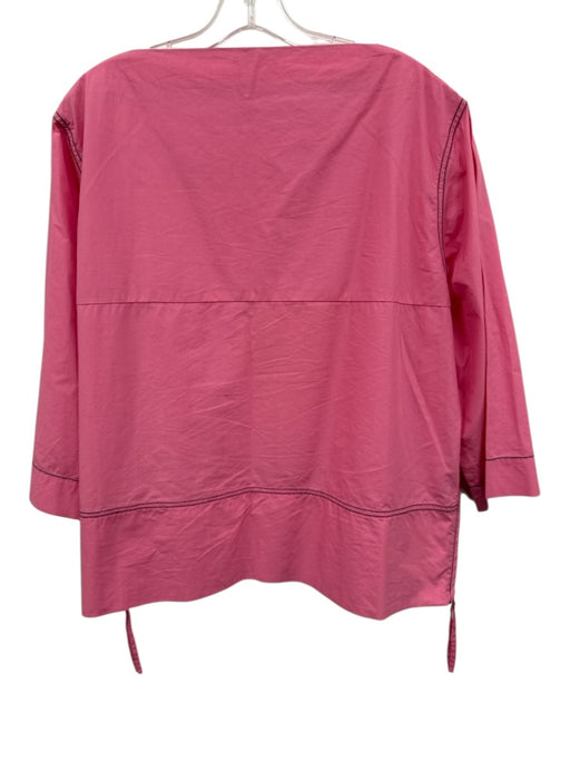 Frances Valentine Size XL Pink & Navy Cotton Stitching Wide Square Neck Top Pink & Navy / XL
