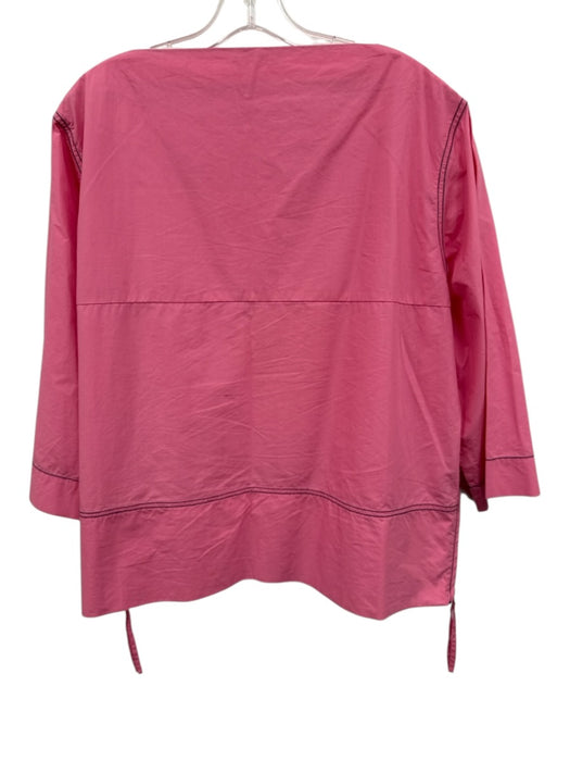 Frances Valentine Size XL Pink & Navy Cotton Stitching Wide Square Neck Top Pink & Navy / XL