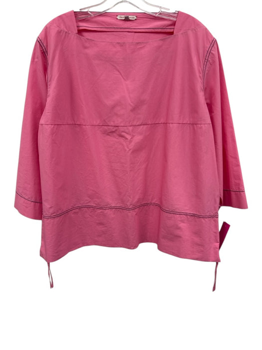 Frances Valentine Size XL Pink & Navy Cotton Stitching Wide Square Neck Top Pink & Navy / XL