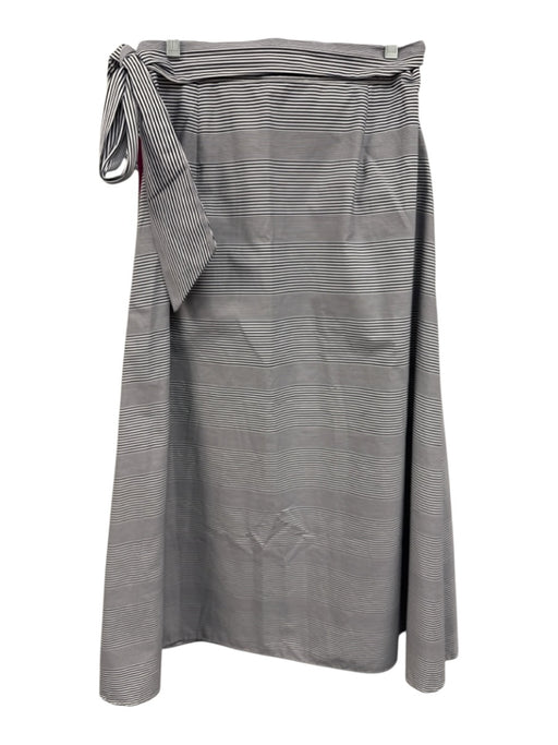 Ann Mashburn Size L Black & White Print Cotton Wrap Stripe Maxi Skirt Black & White Print / L
