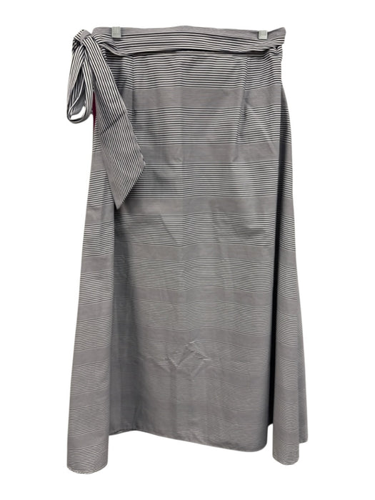 Ann Mashburn Size L Black & White Print Cotton Wrap Stripe Maxi Skirt Black & White Print / L