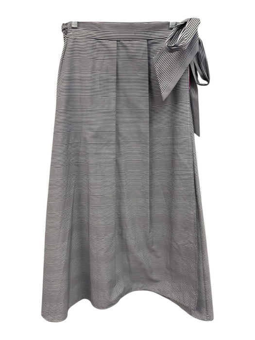 Ann Mashburn Size L Black & White Print Cotton Wrap Stripe Maxi Skirt Black & White Print / L