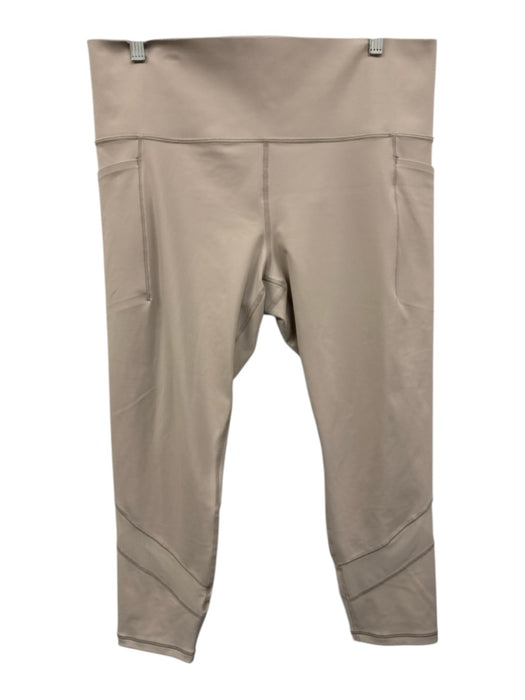 Athleta Size XL Beige Green Polyester Blend Pockets Cropped Leggings Beige Green / XL