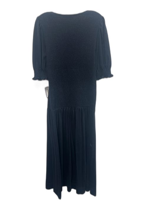 ME+EM Size 12 Navy Blue Cotton Short Sleeve smocked 1/4 Zip Maxi Dress Navy Blue / 12