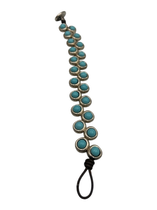 Uno de 50 Silver, Brown, White Leather Metal Beads Multi Strand Pearls Bracelet Silver, Brown, White