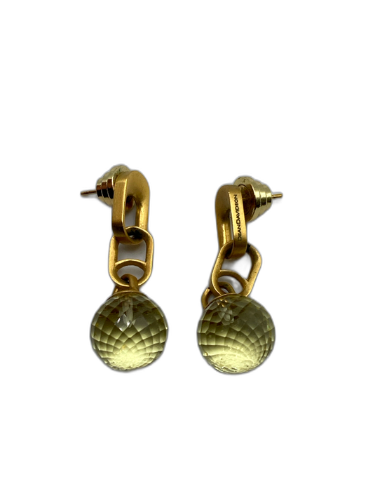 Dean Davidson Gold & Clear Gold Tone Metal Crystal Orb Post Back Drop Earrings Gold & Clear
