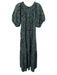 A Piece Apart Size L Green & Blue Cotton Floral Short Sleeve Maxi Dress Green & Blue / L