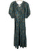 A Piece Apart Size L Green & Blue Cotton Floral Short Sleeve Maxi Dress Green & Blue / L