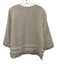 Ann Mashburn Size L Cream White Wool Back Zip Fringe Tiered Long Sleeve Top Cream White / L
