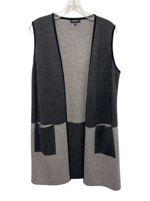 Lafayette 148 Size Large Charcoal & Gray Wool Blend Colorblock Knit Vest Charcoal & Gray / Large