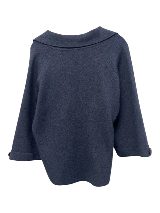 Luii Size XL Navy Viscose Blend Double Breast Collared Knit Jacket Navy / XL