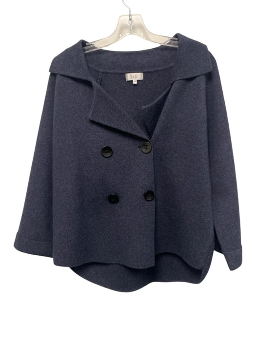 Luii Size XL Navy Viscose Blend Double Breast Collared Knit Jacket Navy / XL