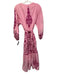 Sue Sartor Size Large Pink Cotton Blend Embroidered Flowers Midi Dress Pink / Large
