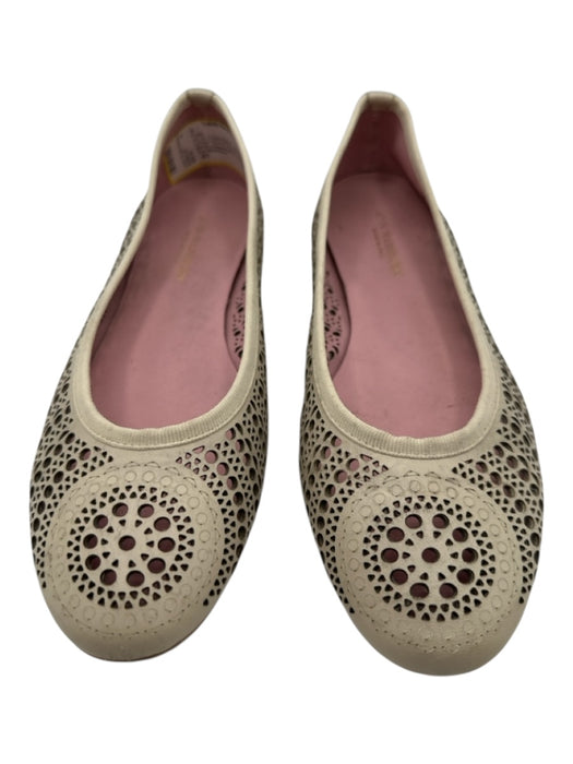 Ann Mashburn Shoe Size 41 Cream Beige Leather Laser Cut Circles Round Toe Flats Cream Beige / 41