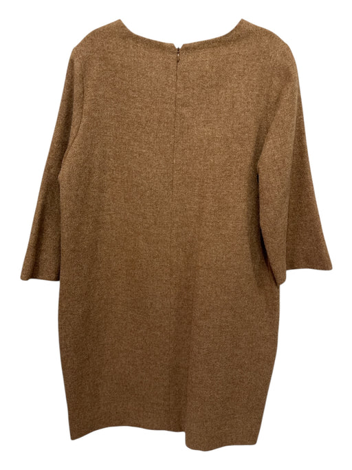Ann Mashburn Size L Brown Wool 3/4 Sleeve Back Zip Dress Brown / L