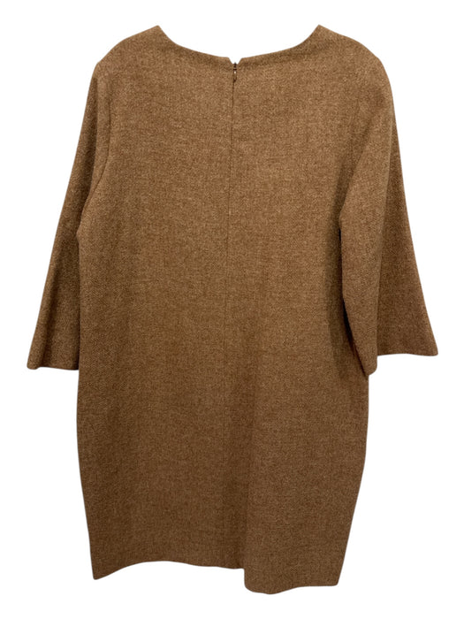 Ann Mashburn Size L Brown Wool 3/4 Sleeve Back Zip Dress Brown / L