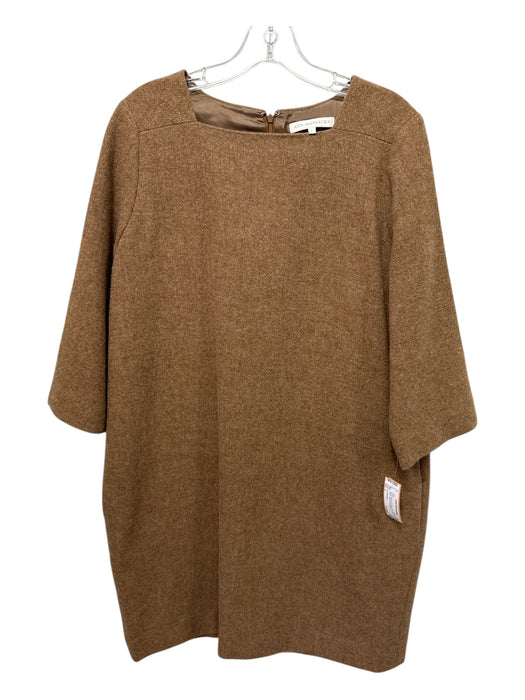 Ann Mashburn Size L Brown Wool 3/4 Sleeve Back Zip Dress Brown / L