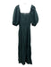 Ann Mashburn Size Large Dark Green Linen Puff Sleeves Maxi Dress Dark Green / Large