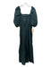 Ann Mashburn Size Large Dark Green Linen Puff Sleeves Maxi Dress Dark Green / Large