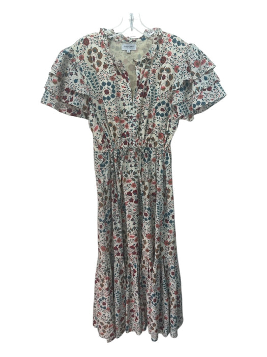 Olivia James the Label Size L White, Pink, Blue Cotton Floral Maxi Dress White, Pink, Blue / L