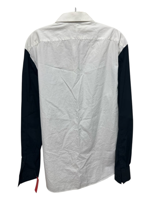 Neil Barrett Size 16.5 White & Black Cotton Two Tone Button Up Long Sleeve Shirt White & Black / 16.5