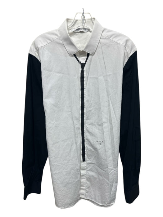 Neil Barrett Size 16.5 White & Black Cotton Two Tone Button Up Long Sleeve Shirt White & Black / 16.5