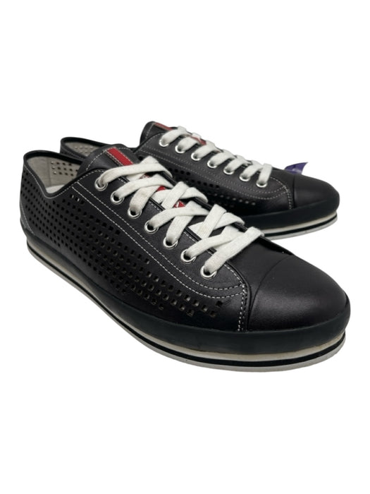 Prada Shoe Size 9 Black Leather Perforated Sneaker Men's Shoes Black / 9