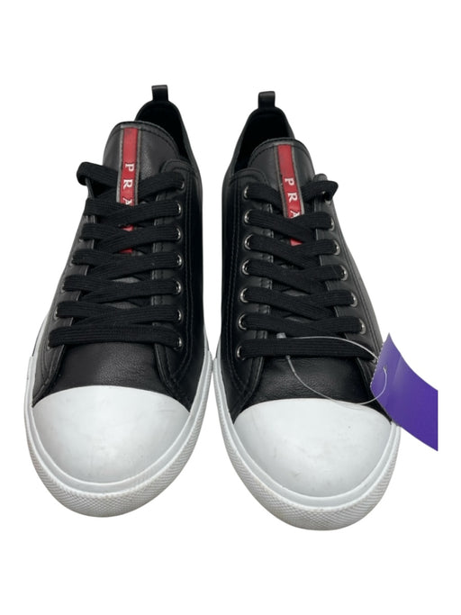 Prada Shoe Size 9.5 Black Leather Solid Sneaker Men's Shoes Black / 9.5