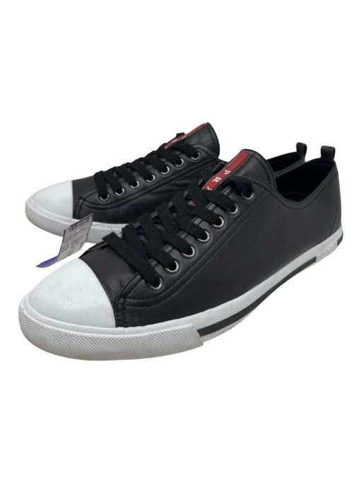 Prada Shoe Size 9.5 Black Leather Solid Sneaker Men's Shoes Black / 9.5