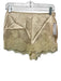 Doen Size S Cream Beige Silk Satin Elastic Waistband Lace Trim Lingerie Shorts Cream Beige / S