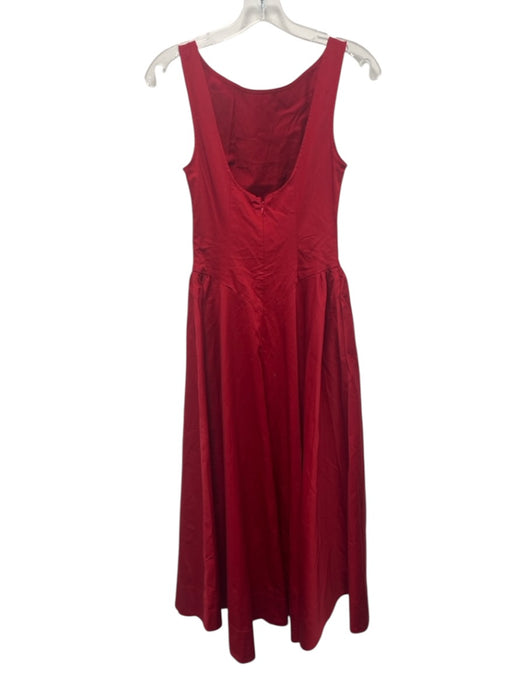 Helsa Size S Red Cotton Blend Sleeveless Boat Neck Gathered Sides Dress Red / S