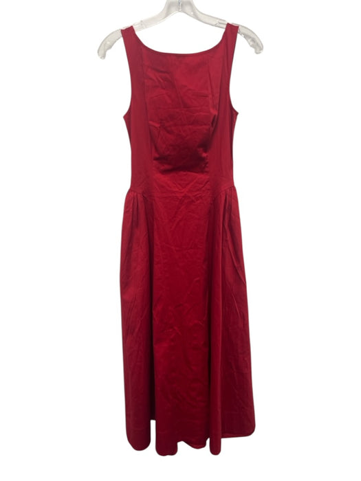 Helsa Size S Red Cotton Blend Sleeveless Boat Neck Gathered Sides Dress Red / S