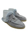Loro Piana Shoe Size 38 Light Blue Leather Upper Suede Fur Lined Mule Slippers Light Blue / 38