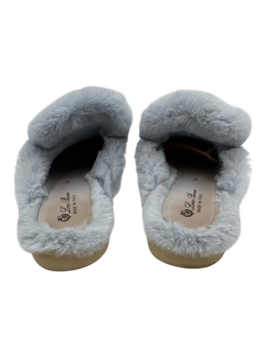 Loro Piana Shoe Size 38 Light Blue Leather Upper Suede Fur Lined Mule Slippers Light Blue / 38