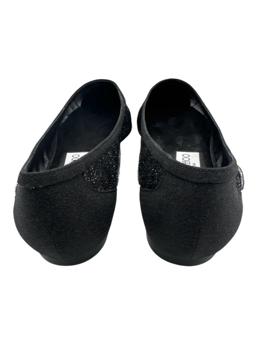 Jimmy Choo Shoe Size 38 Black textile upper Mesh Glitter Gathered Pleats Flats Black / 38