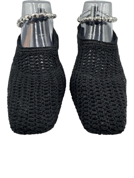 Studio Amelia Shoe Size 39 Black textile upper Crochet Chisel Toe Pump Flats Black / 39