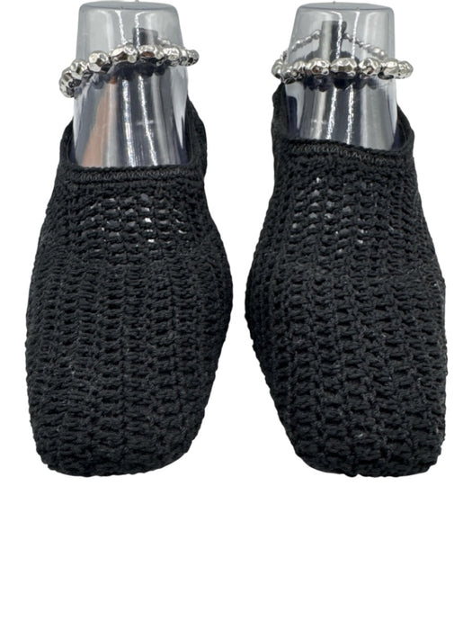 Studio Amelia Shoe Size 39 Black textile upper Crochet Chisel Toe Pump Flats Black / 39