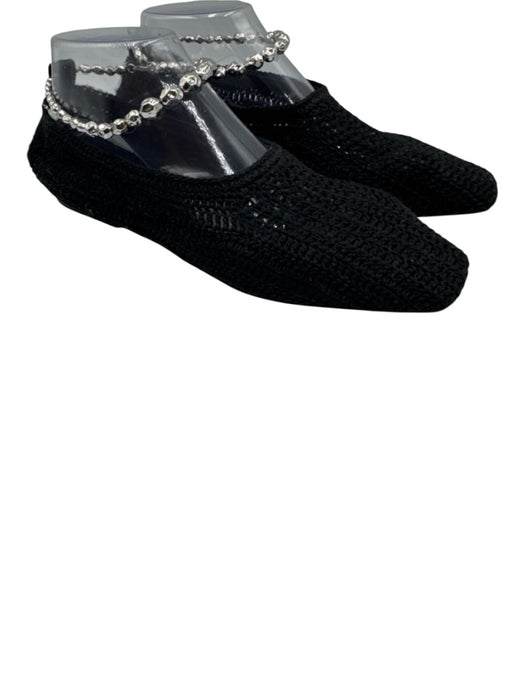 Studio Amelia Shoe Size 39 Black textile upper Crochet Chisel Toe Pump Flats Black / 39
