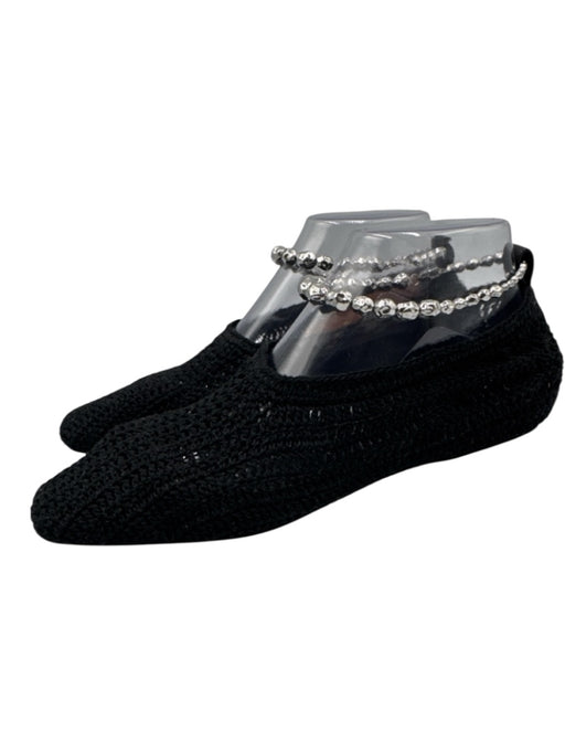 Studio Amelia Shoe Size 39 Black textile upper Crochet Chisel Toe Pump Flats Black / 39