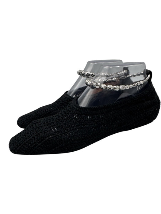 Studio Amelia Shoe Size 39 Black textile upper Crochet Chisel Toe Pump Flats Black / 39