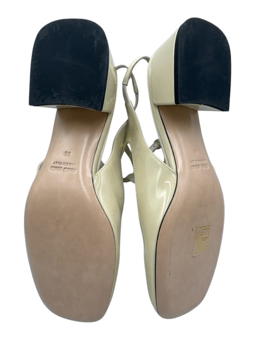 Miu Miu Shoe Size 39 Cream White Leather Upper Patent Logo T Strap Slingbacks Cream White / 39