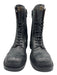 Miu Miu Shoe Size 39 Black Leather Upper Round Square Toe Lace Up Side Zip Boots Black / 39