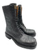 Miu Miu Shoe Size 39 Black Leather Upper Round Square Toe Lace Up Side Zip Boots Black / 39
