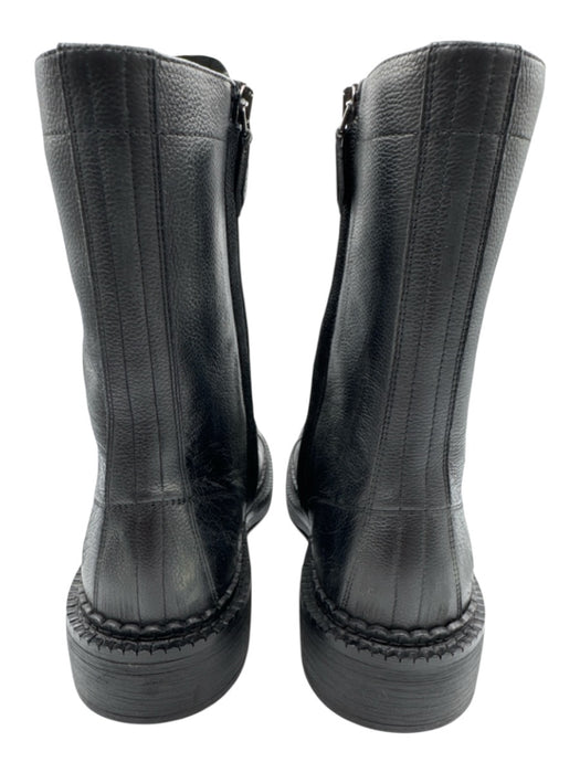 Miu Miu Shoe Size 39 Black Leather Upper Round Square Toe Lace Up Side Zip Boots Black / 39