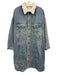 R13 Size Small Light Wash Cotton Faux Shearling Button Front Pockets Coat Light Wash / Small