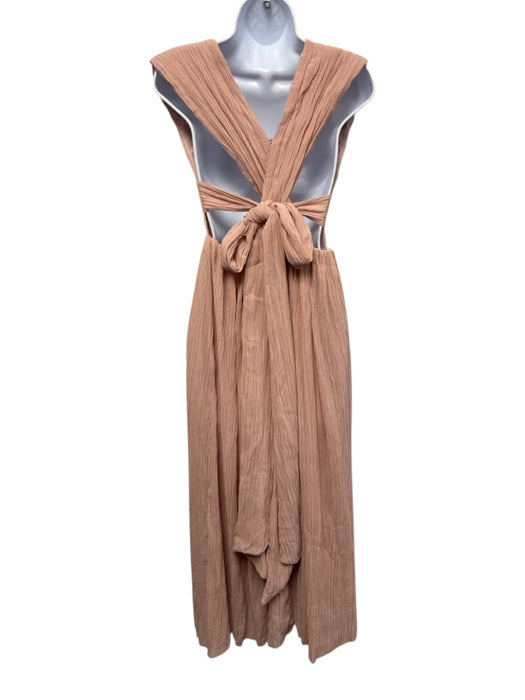 Aje. Size 10 Rose Pink Polyester Sleeveless Pleated Criss Cross Tie Back Gown Rose Pink / 10