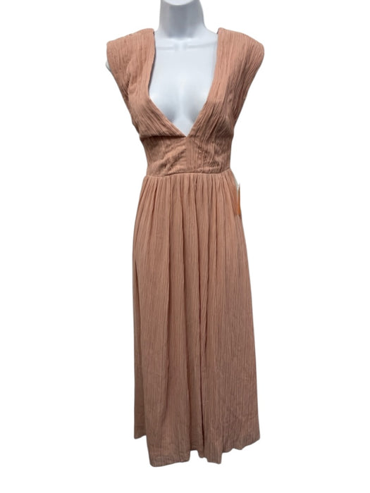 Aje. Size 10 Rose Pink Polyester Sleeveless Pleated Criss Cross Tie Back Gown Rose Pink / 10