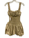 Helsa Size Small Khaki Beige Cotton Sleeveless Gathered Mixed Fabric Mini Dress Khaki Beige / Small